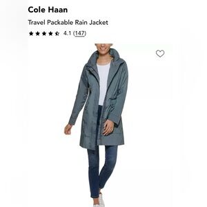 Cole Haan Women's Packable Trench Coat gunmetal women’s hooded large